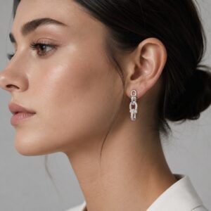 Boucles d'Oreilles Maille Étrier Pavées