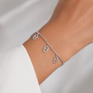 Jonc Maille Marine Grand Pavé