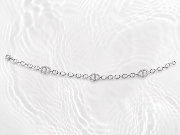 Bracelet Maille Marine Trio Pavé