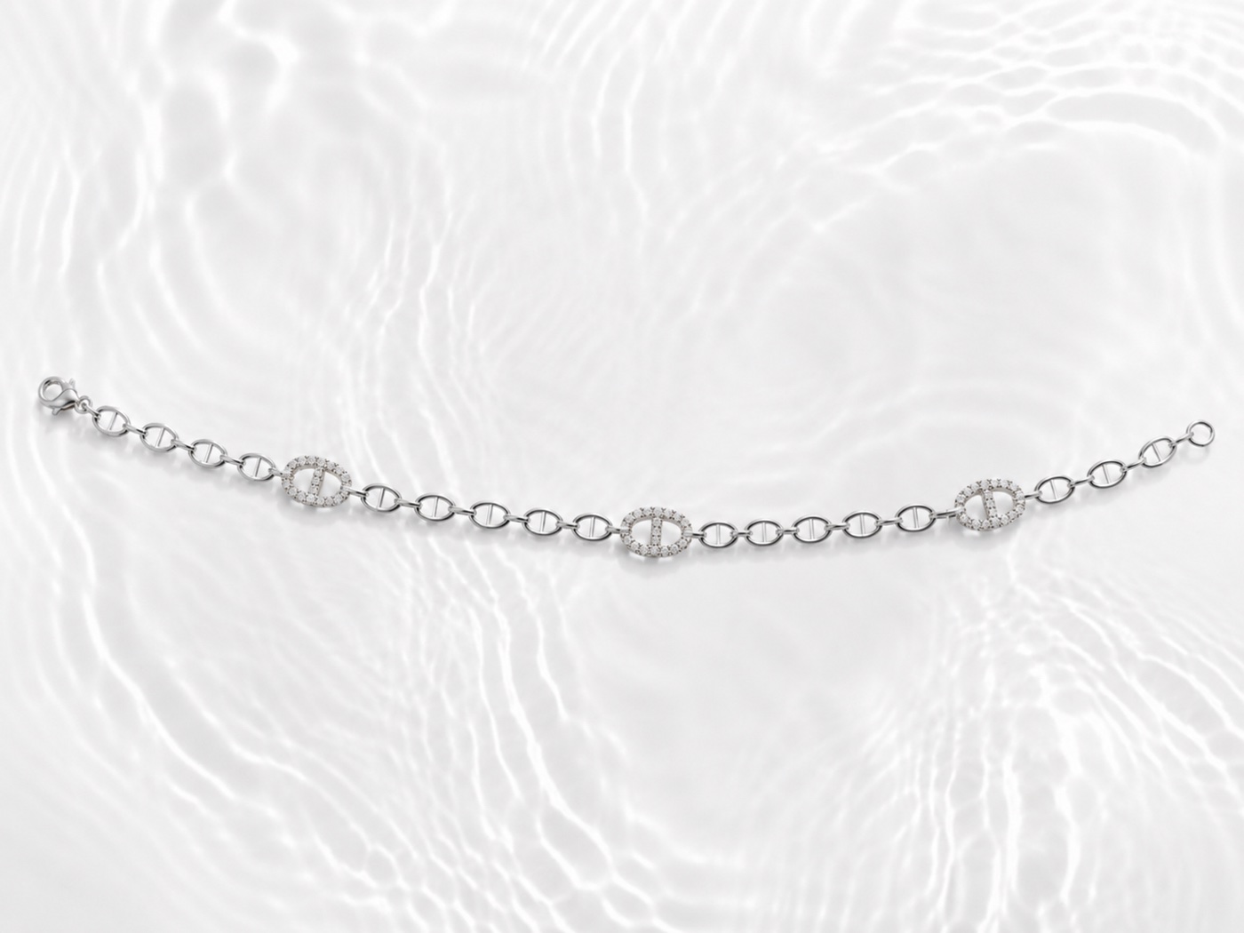 Bracelet Maille Marine Trio Pavé