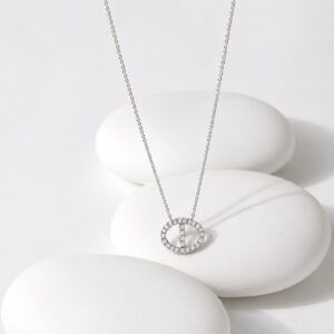 Collier Médaillon Maille Marine Pavé