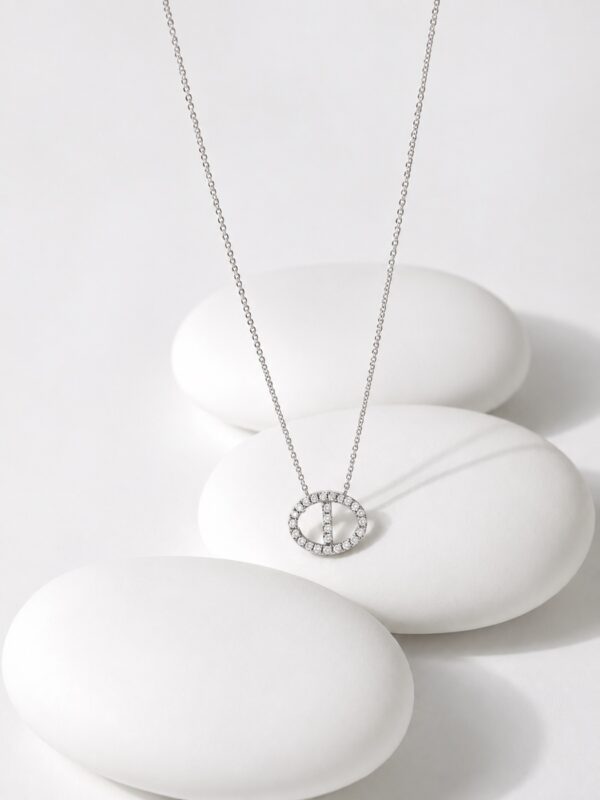 Collier Médaillon Maille Marine Pavé