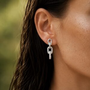Boucles d'Oreilles Maille Étrier Pavées