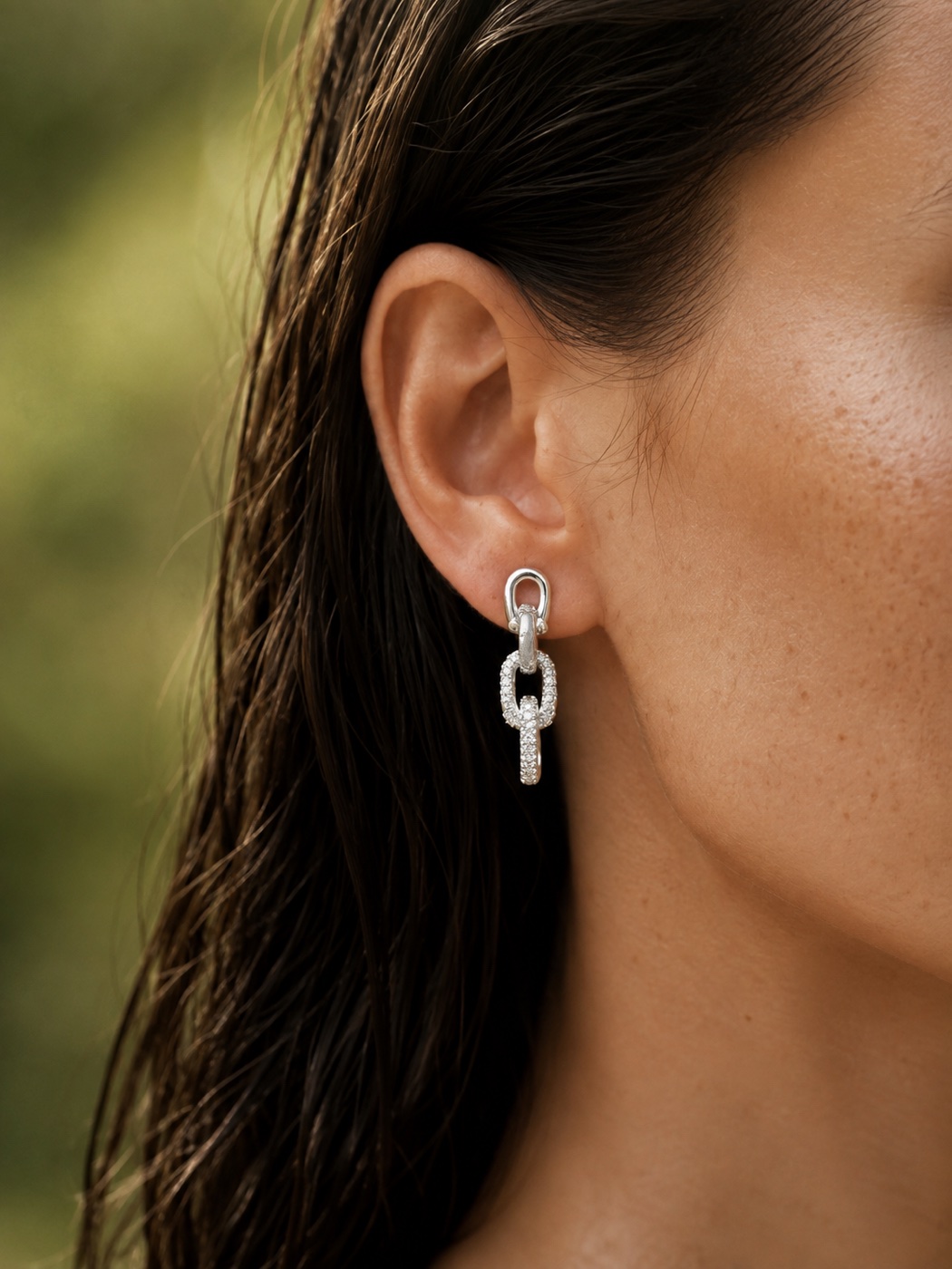 Boucles d'Oreilles Maille Étrier Pavées